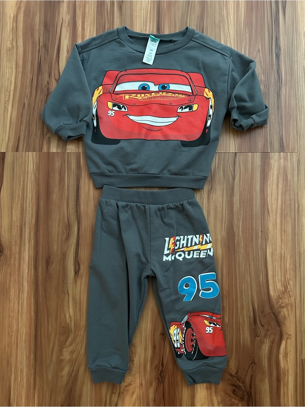Disney Pixar Cars Lightning McQueen Sweatshirt & Joggers Set - Gray with Red